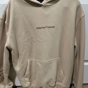 White Fox Tan Logo Hoodie